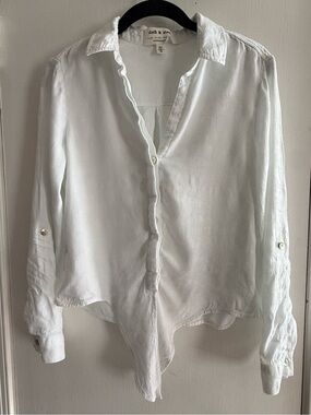 Anthropologie White Button-Down Shirt Size XS